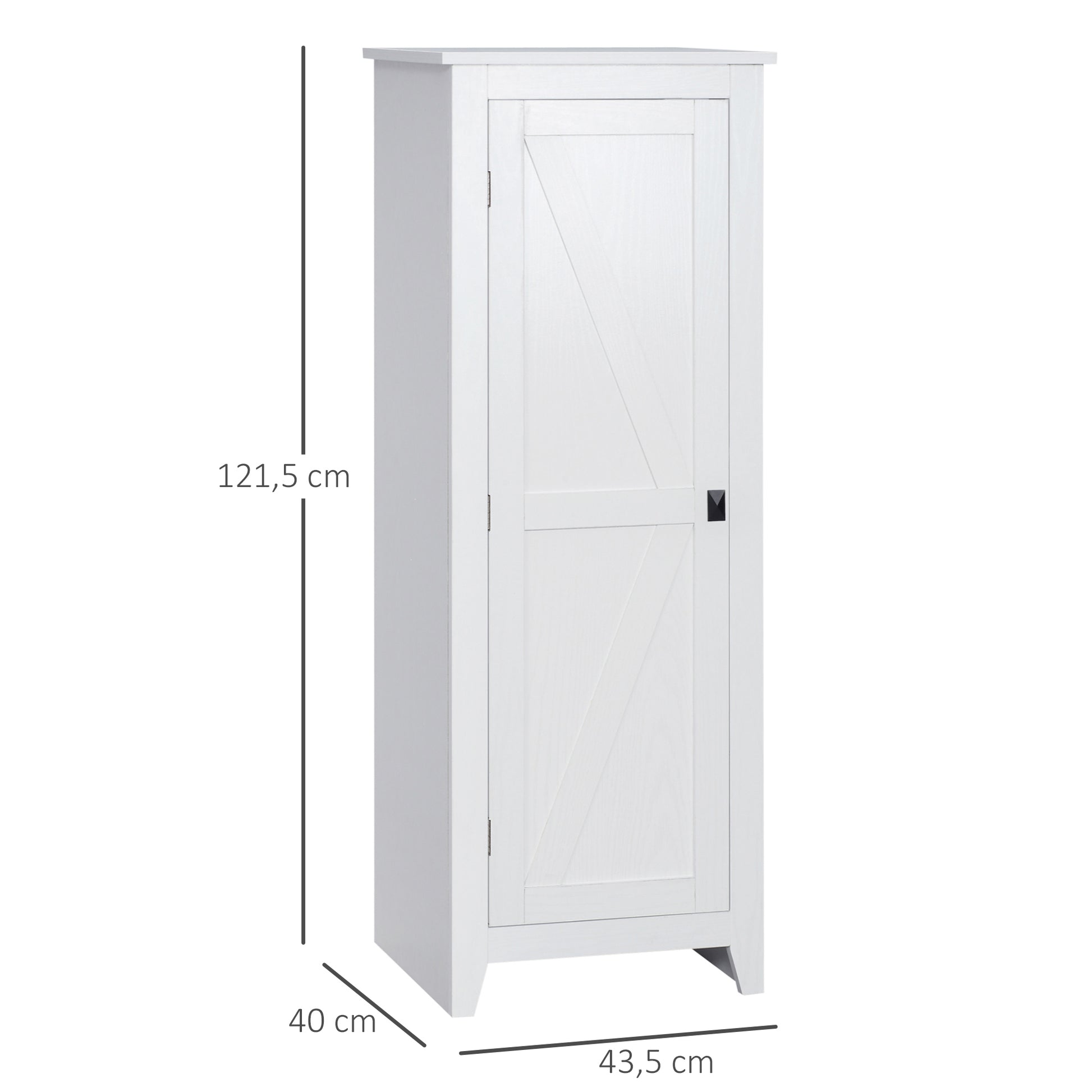 Storage Cabinet Buffet Kitchen Storage Unit for Bathroom Space Saver Classic Style with 3 Adjustable Shelves - Height 120 cm in White Wood