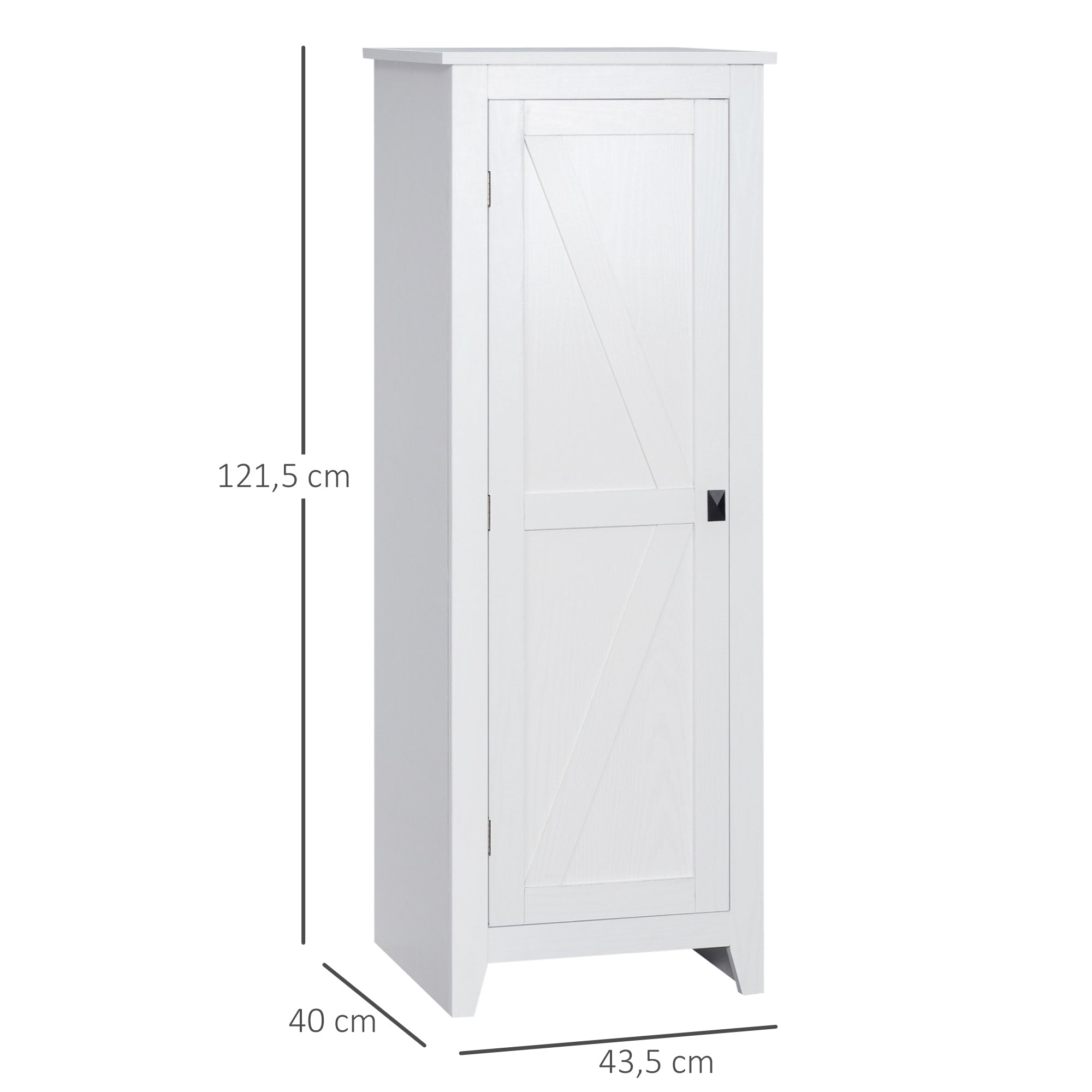 Storage Cabinet Buffet Kitchen Storage Unit for Bathroom Space Saver Classic Style with 3 Adjustable Shelves - Height 120 cm in White Wood