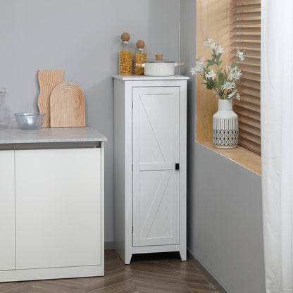 Storage Cabinet Buffet Kitchen Storage Unit for Bathroom Space Saver Classic Style with 3 Adjustable Shelves - Height 120 cm in White Wood