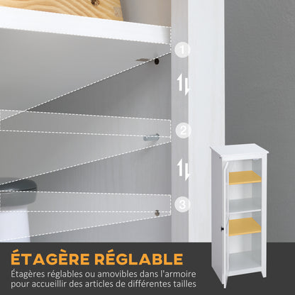 Storage Cabinet Buffet Kitchen Storage Unit for Bathroom Space Saver Classic Style with 3 Adjustable Shelves - Height 120 cm in White Wood