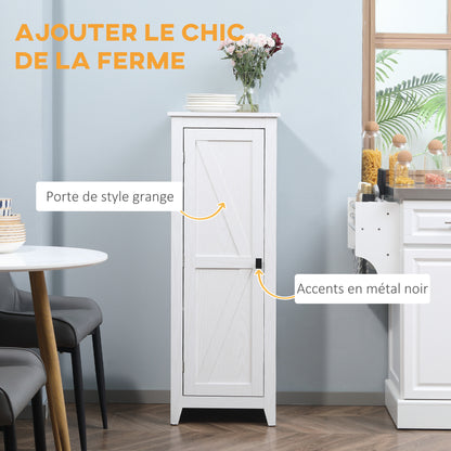 Storage Cabinet Buffet Kitchen Storage Unit for Bathroom Space Saver Classic Style with 3 Adjustable Shelves - Height 120 cm in White Wood