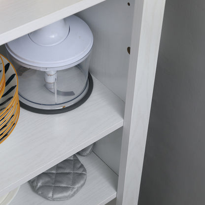 Storage Cabinet Buffet Kitchen Storage Unit for Bathroom Space Saver Classic Style with 3 Adjustable Shelves - Height 120 cm in White Wood