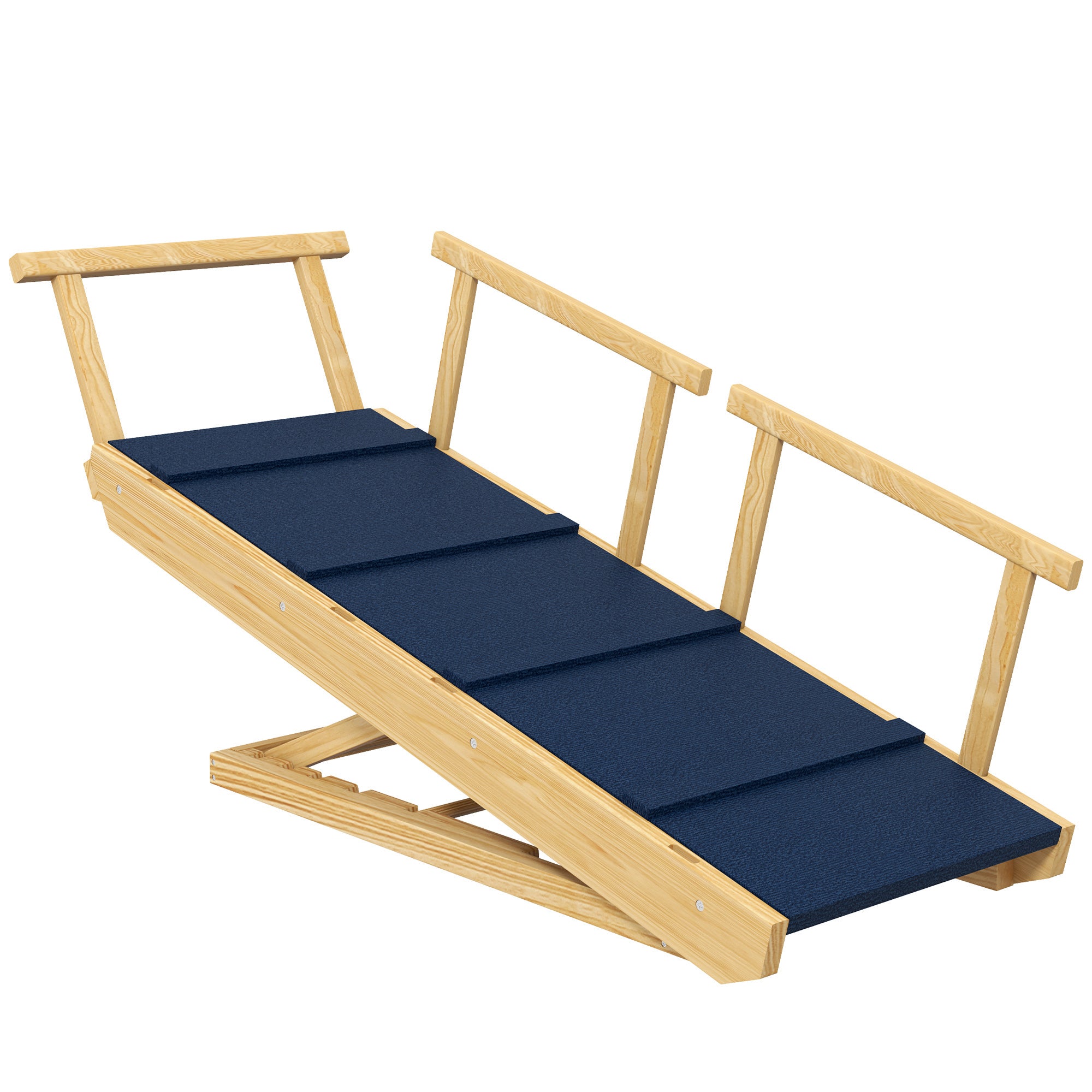 Dog Ramp Foldable Pet Ramp with Removable Railings, Non-Slip Dog Step Aid for Pets up to 40 kg, 85 x 40 x 78.5 cm, Natural