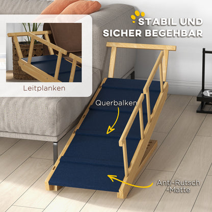 Dog Ramp Foldable Pet Ramp with Removable Railings, Non-Slip Dog Step Aid for Pets up to 40 kg, 85 x 40 x 78.5 cm, Natural