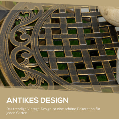 Round Outdoor Side Table, Cast Aluminum Frame, Ø60 x H52.5 cm (Ø24 x 20.7 in), 60 kg (132 lb) Capacity — Bronze