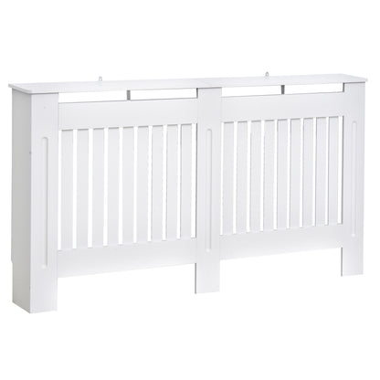 MDF Radiator Cover with Slats, Radiator Cover for Home and Office, 152x19x81 cm, White