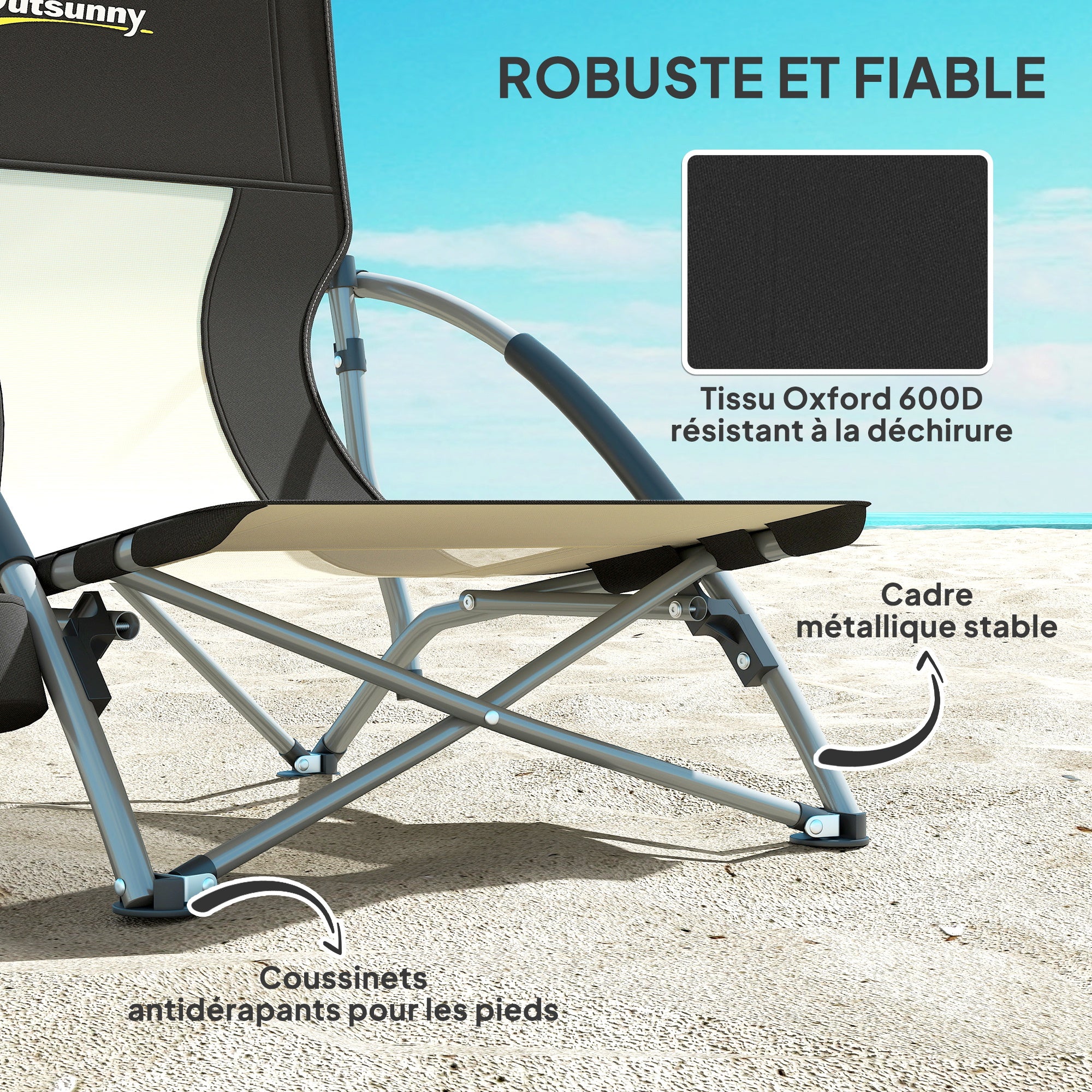 Folding Beach Chair, Lightweight Camping Chair 2.2 kg, with Mesh Backrest, Carrying Bag, and Cup Holder for Garden, Picnic, Festival, Travel, Black