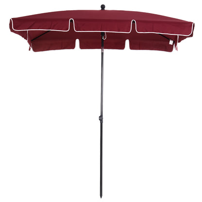 Aluminum Garden Umbrella 198x130x245 cm Rectangular Garden Parasol with Tilt Function for Terrace Outdoor Patio Wine Red