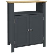 Bathroom Cabinet with 3 Shelves in MDF and Particleboard with Adjustable Interior Shelf and 2 Raised Doors, 60x30x80.5 cm, Gray and Wood Color