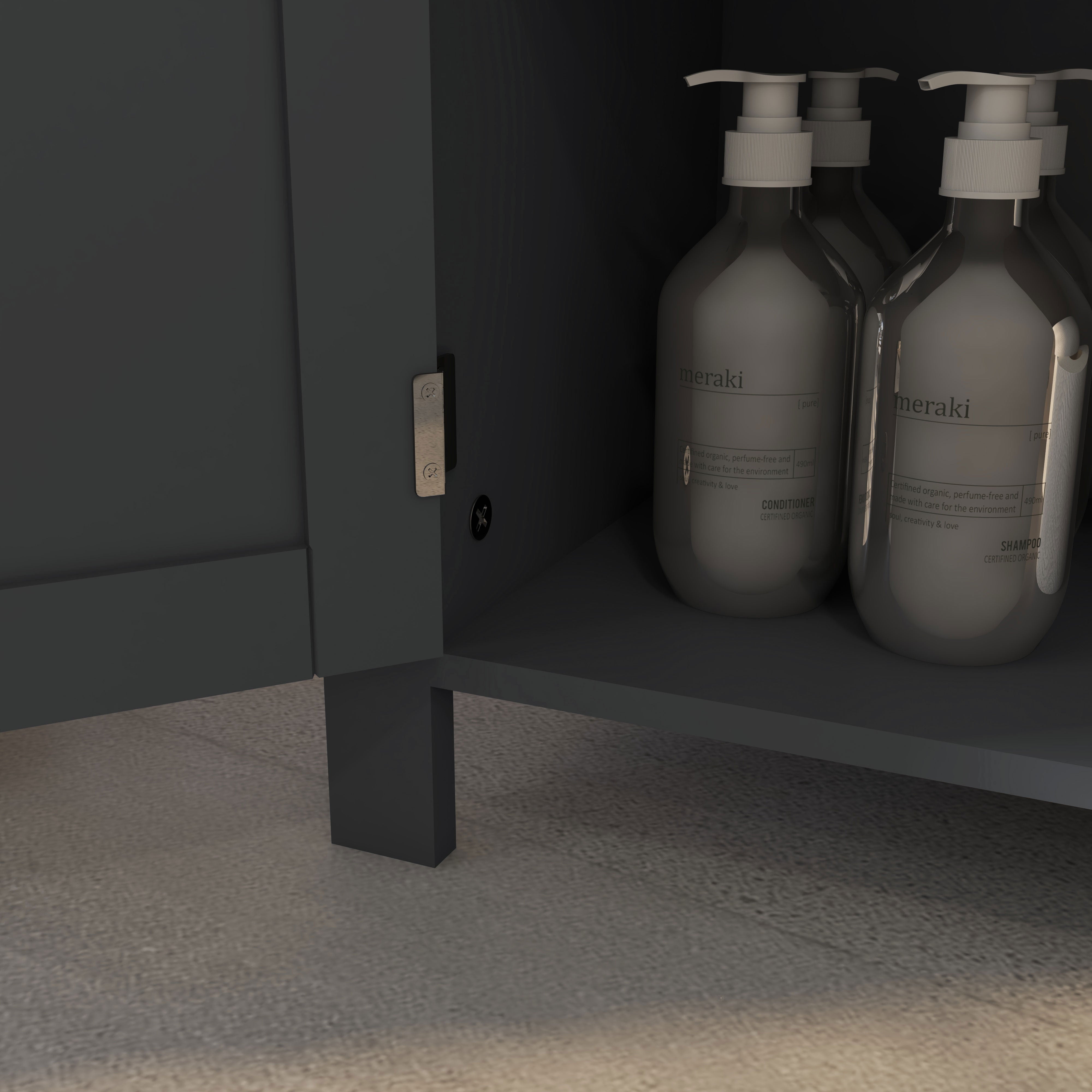 Bathroom Cabinet with 3 Shelves in MDF and Particleboard with Adjustable Interior Shelf and 2 Raised Doors, 60x30x80.5 cm, Gray and Wood Color