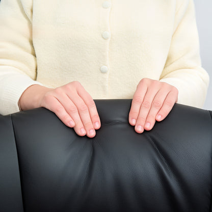 Recliner with Footstool, 360° Swivel TV Chair with Reclining Function, TV Chair with Pocket Springs for Living Room, Faux Leather, Black