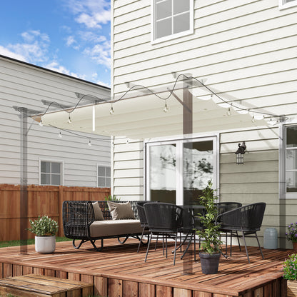 2.5x2.55m Pergola Roof Retractable Replacement Canopy for Garden Gazebo Umbrella Sunshade Fabric Top Cover in Cream with 10 Drainage Holes