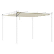 2.5x2.55m Pergola Roof Retractable Replacement Canopy for Garden Gazebo Umbrella Sunshade Fabric Top Cover in Cream with 10 Drainage Holes