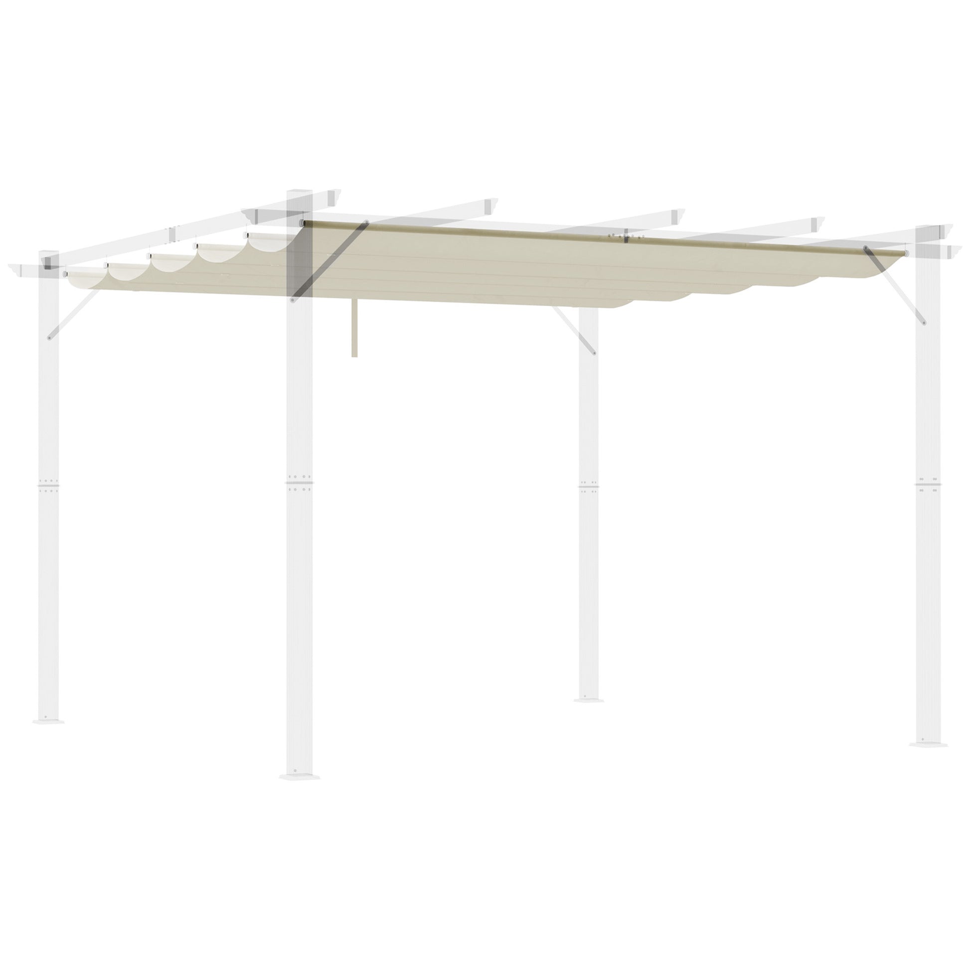 2.5x2.55m Pergola Roof Retractable Replacement Canopy for Garden Gazebo Umbrella Sunshade Fabric Top Cover in Cream with 10 Drainage Holes