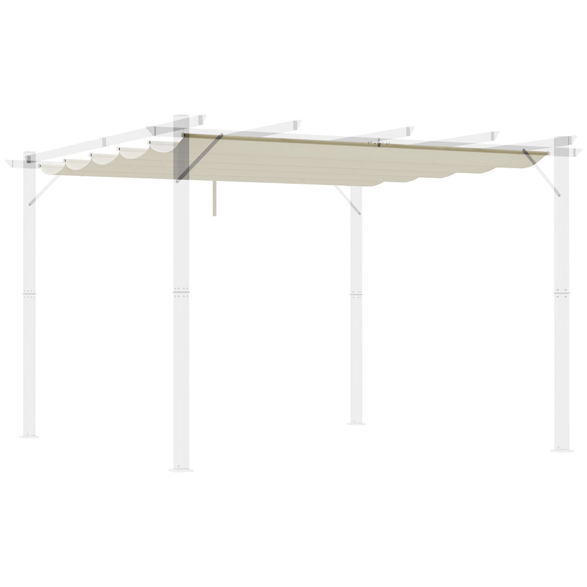 2.5x2.55m Pergola Roof Retractable Replacement Canopy for Garden Gazebo Umbrella Sunshade Fabric Top Cover in Cream with 10 Drainage Holes
