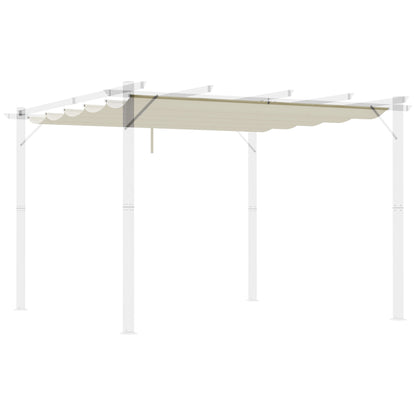 2.5x2.55m Pergola Roof Retractable Replacement Canopy for Garden Gazebo Umbrella Sunshade Fabric Top Cover in Cream with 10 Drainage Holes