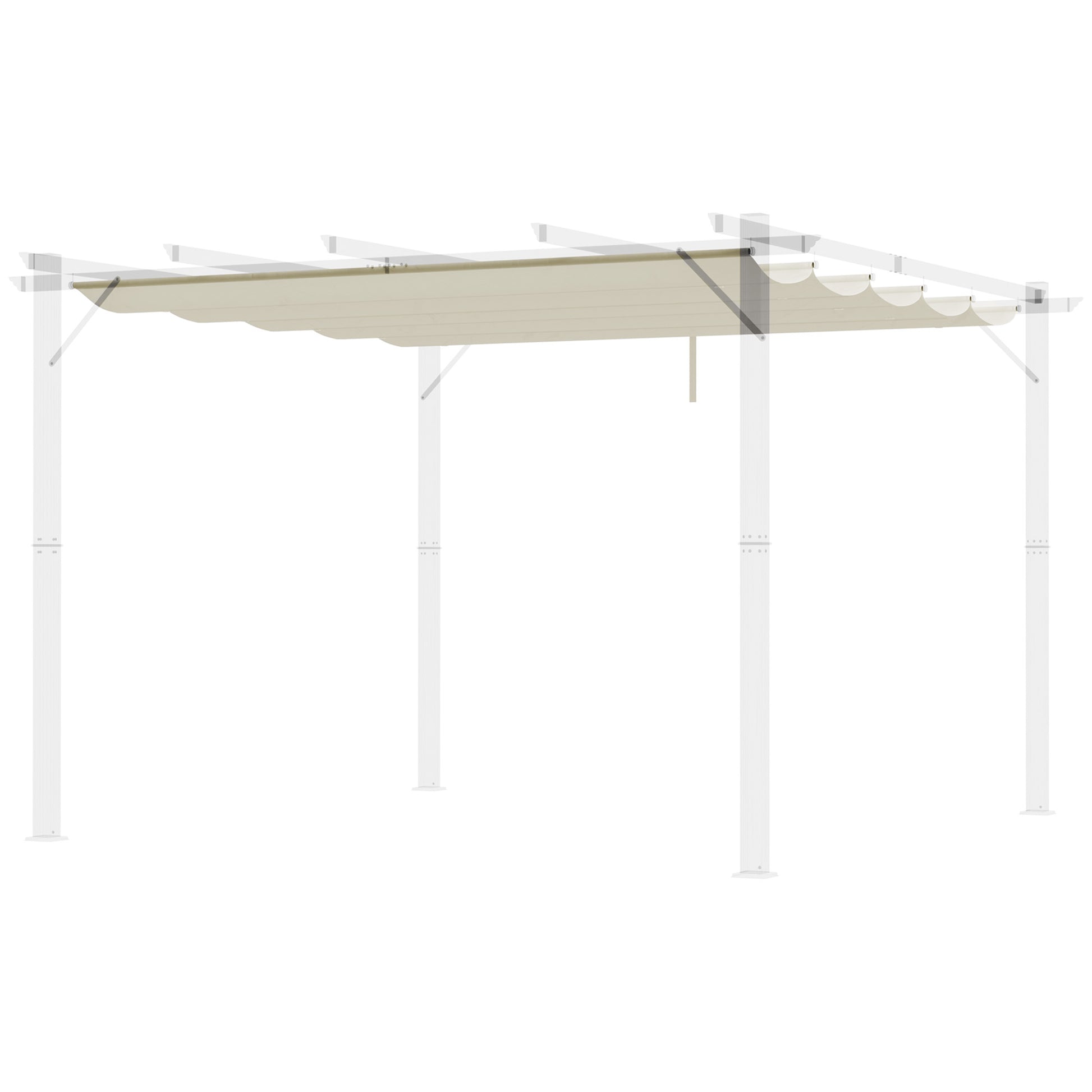 2.5x2.55m Pergola Roof Retractable Replacement Canopy for Garden Gazebo Umbrella Sunshade Fabric Top Cover in Cream with 10 Drainage Holes