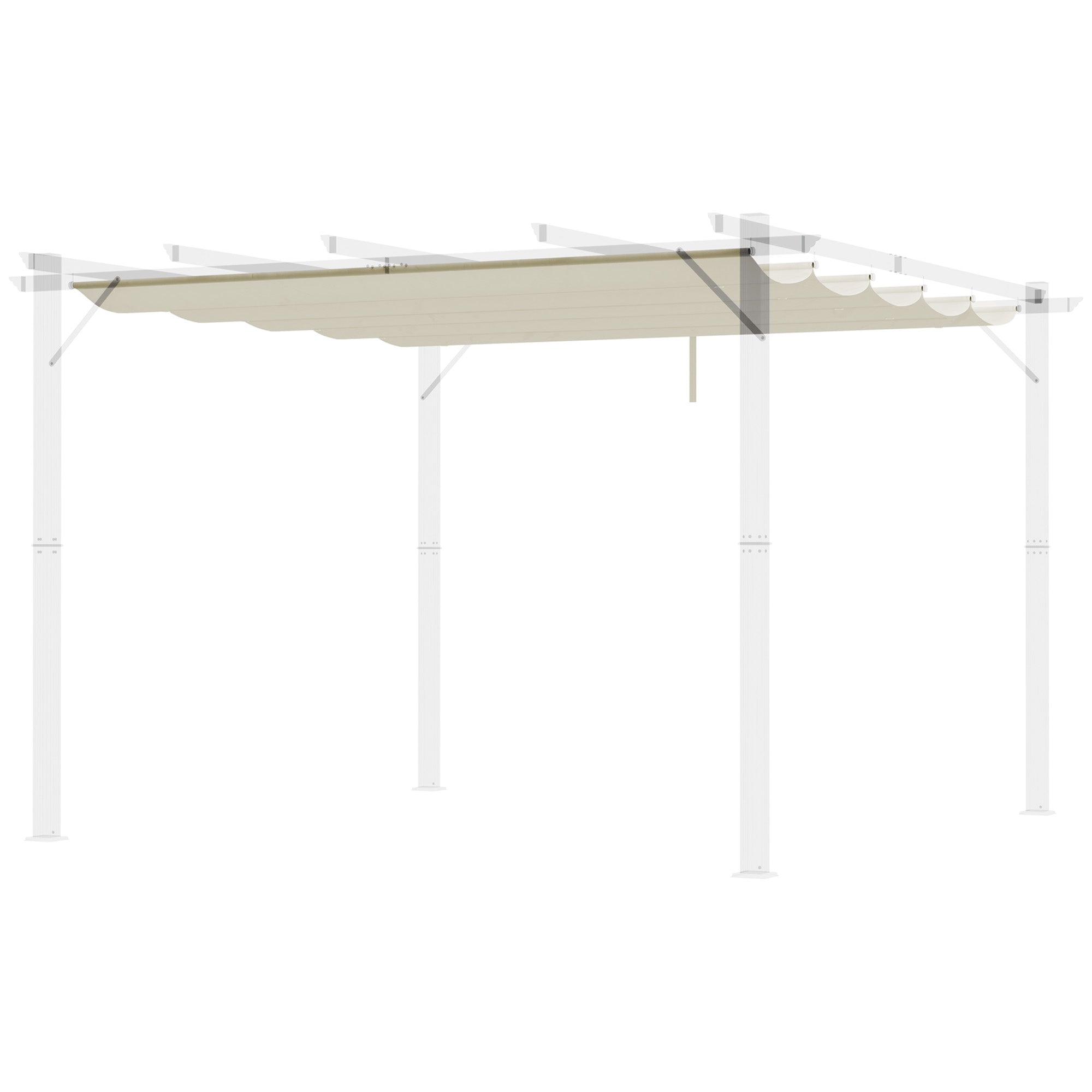 2.5x2.55m Pergola Roof Retractable Replacement Canopy for Garden Gazebo Umbrella Sunshade Fabric Top Cover in Cream with 10 Drainage Holes