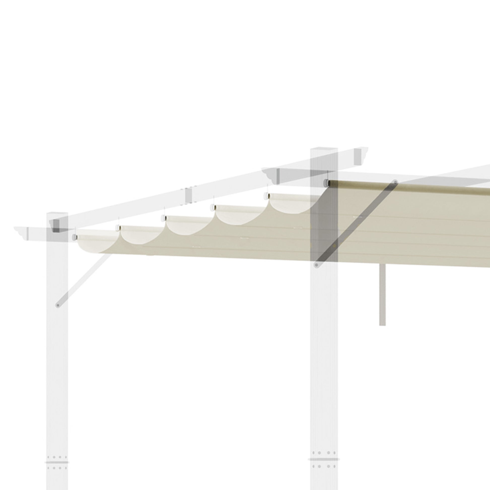 2.5x2.55m Pergola Roof Retractable Replacement Canopy for Garden Gazebo Umbrella Sunshade Fabric Top Cover in Cream with 10 Drainage Holes