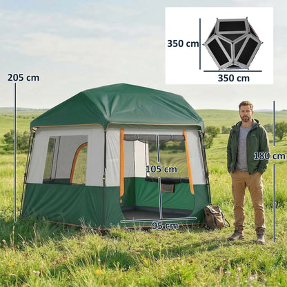 4–6 Person Waterproof Family Camping Tent, Removable Top for Stargazing, 3000 mm Waterproof, UV30+ Sun Protection — Green