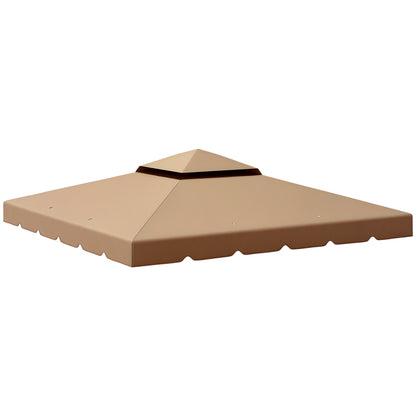 Replacement Canopy for 3x3m Gazebo Double Roof Replacement Cover with 8 Drainage Holes Replacement Canopy for Gazebo Khaki