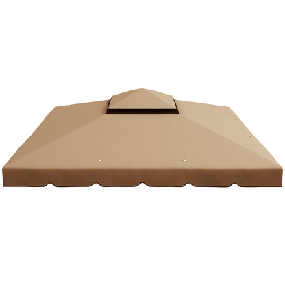 Replacement Canopy for 3x3m Gazebo Double Roof Replacement Cover with 8 Drainage Holes Replacement Canopy for Gazebo Khaki