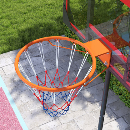 Kids Outdoor Basketball Hoop, 210-260cm Adjustable Basketball Stand with Wheels, Basketball System with Stand for Kids Ages 6+, Red
