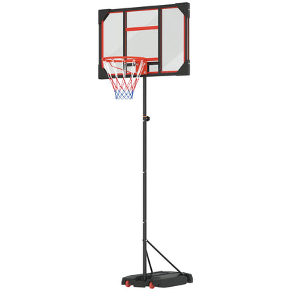 Kids Outdoor Basketball Hoop, 210-260cm Adjustable Basketball Stand with Wheels, Basketball System with Stand for Kids Ages 6+, Red
