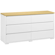 6-Drawer Chest in White Chipboard for Bedroom, Study, and Living Room, 140x37x75cm