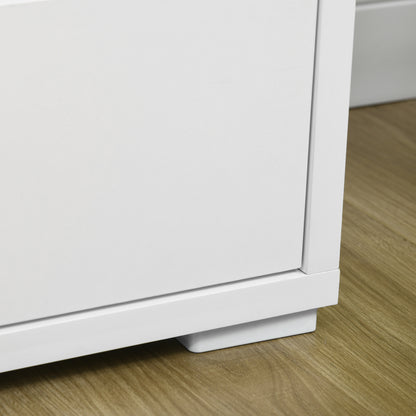 6-Drawer Chest in White Chipboard for Bedroom, Study, and Living Room, 140x37x75cm