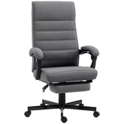 Reclining Office Chair Swivel Desk Chair with Adjustable Height, Retractable Footrest, and Armrests Study Chair Load 120 kg Gray