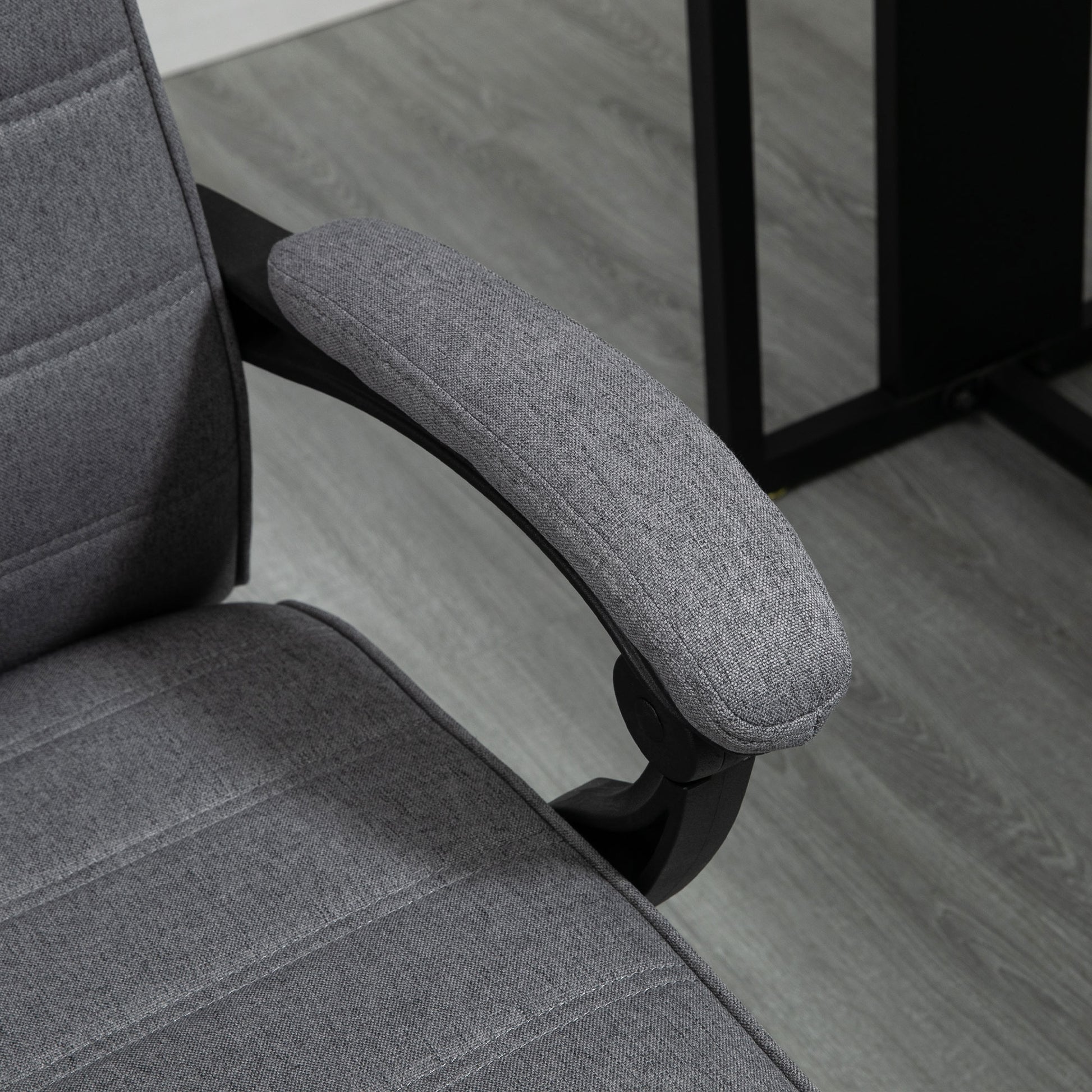 Reclining Office Chair Swivel Desk Chair with Adjustable Height, Retractable Footrest, and Armrests Study Chair Load 120 kg Gray