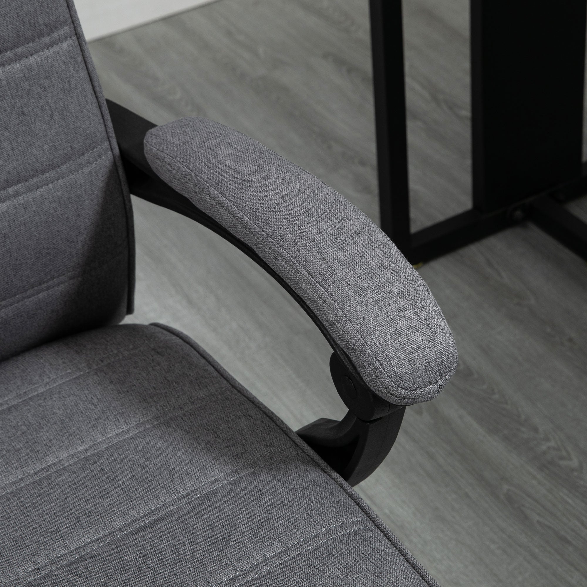 Reclining Office Chair Swivel Desk Chair with Adjustable Height, Retractable Footrest, and Armrests Study Chair Load 120 kg Gray