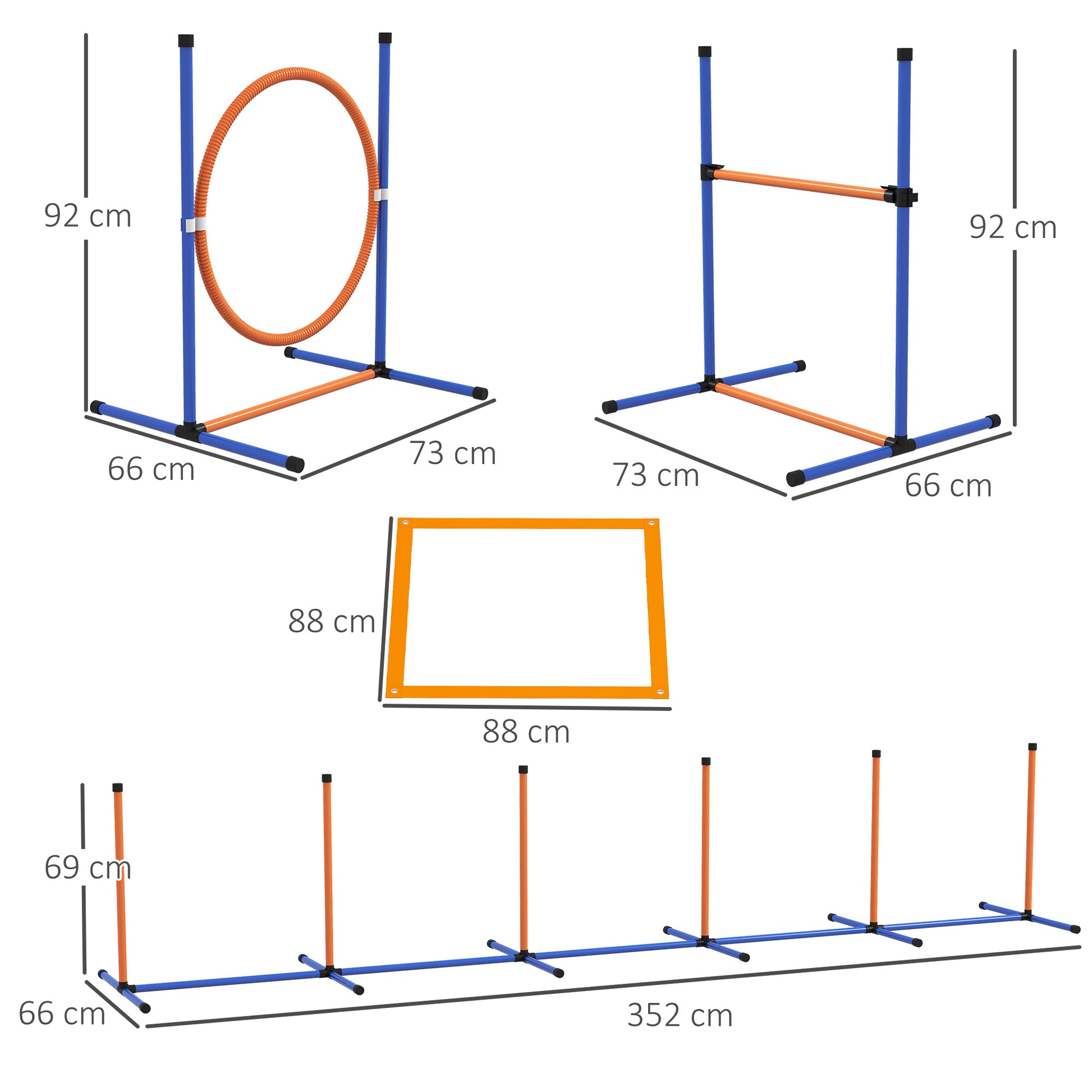 Dog Agility Set, 4-Piece Dog Training with Adjustable Height Agility Hurdles, Weave Poles, Break Box, Jump Hoop, Stick Hurdle Set including Whistle, Carry Bag
