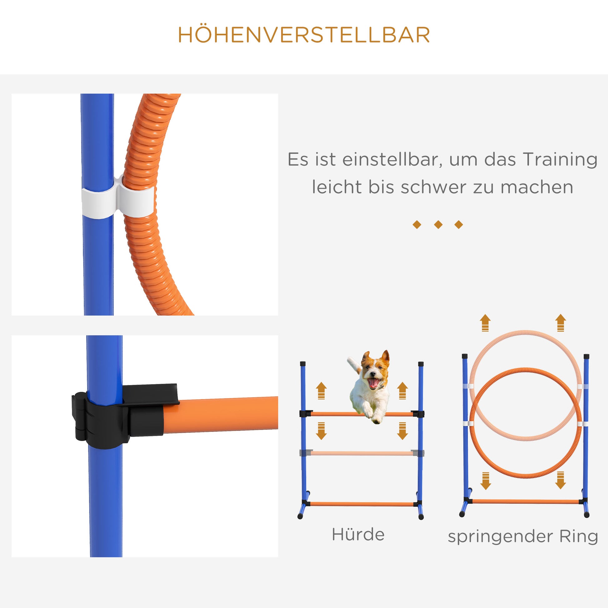 Dog Agility Set, 4-Piece Dog Training with Adjustable Height Agility Hurdles, Weave Poles, Break Box, Jump Hoop, Stick Hurdle Set including Whistle, Carry Bag