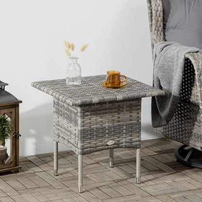 Cozy Chic Style Square Garden Side Coffee Table in Woven Resin - 50 x 50 x 47 cm Black