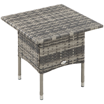 Cozy Chic Style Square Garden Side Coffee Table in Woven Resin - 50 x 50 x 47 cm Black