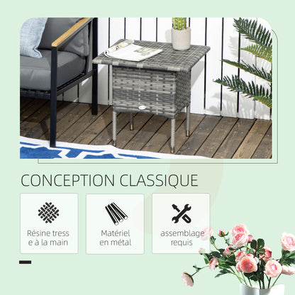 Cozy Chic Style Square Garden Side Coffee Table in Woven Resin - 50 x 50 x 47 cm Black