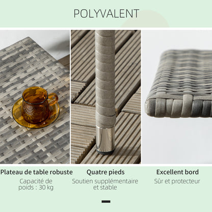 Cozy Chic Style Square Garden Side Coffee Table in Woven Resin - 50 x 50 x 47 cm Black