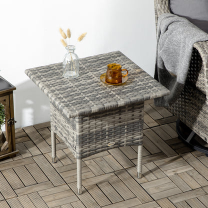 Cozy Chic Style Square Garden Side Coffee Table in Woven Resin - 50 x 50 x 47 cm Black