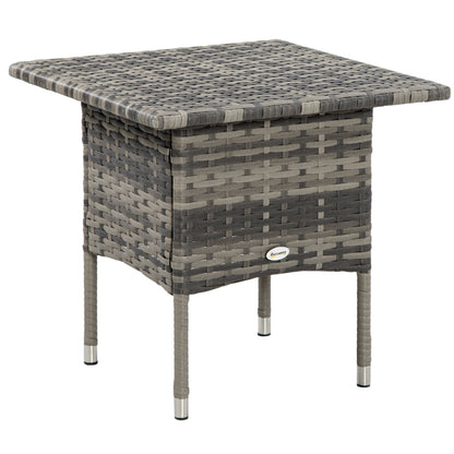 Cozy Chic Style Square Garden Side Coffee Table in Woven Resin - 50 x 50 x 47 cm Black