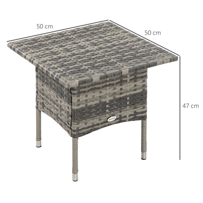 Cozy Chic Style Square Garden Side Coffee Table in Woven Resin - 50 x 50 x 47 cm Black