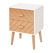 2-Drawer Dresser Bedroom Nightstand with Elevated Legs for Living Room 40x30x55.5 cm White and Natural