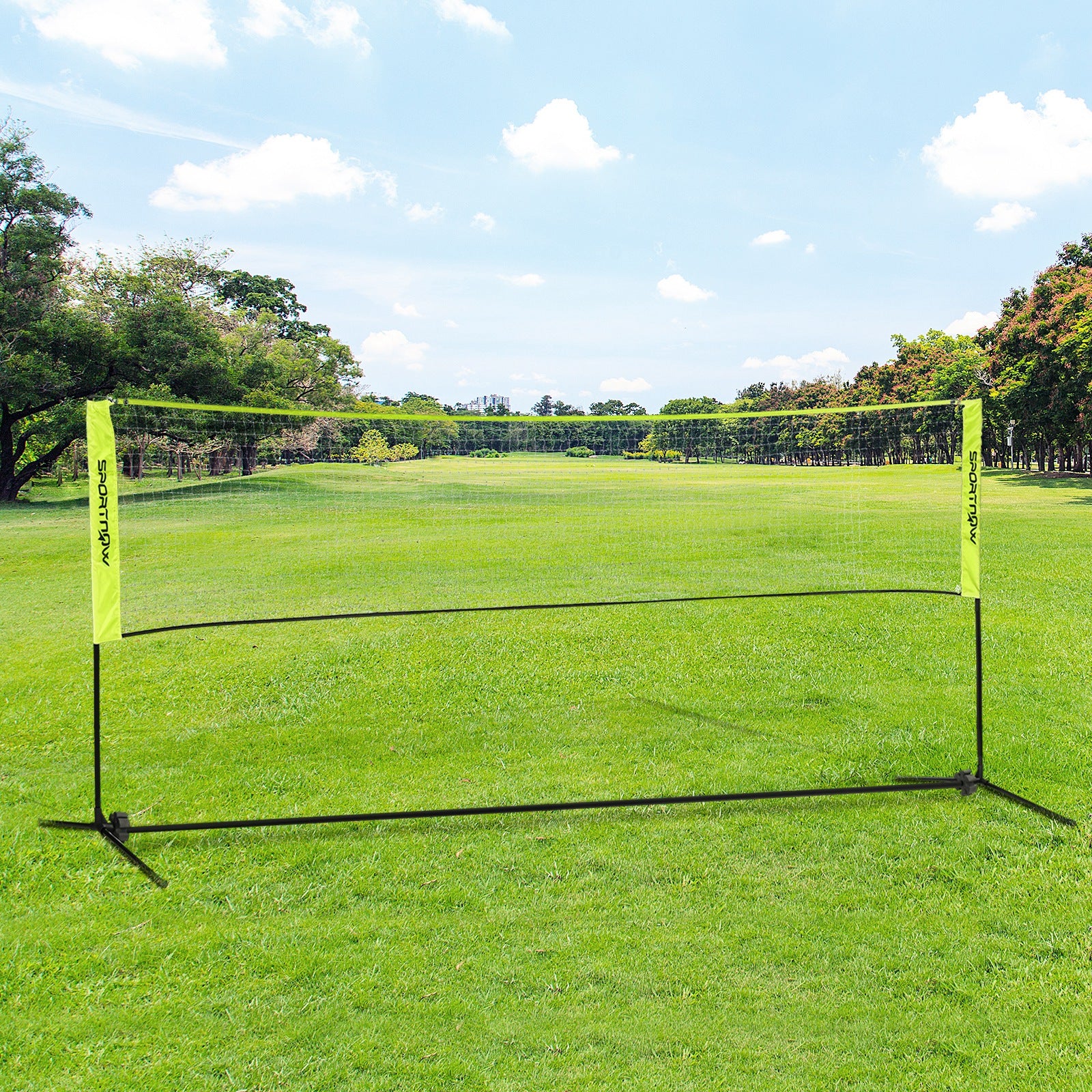 SPORTNOW Badminton Net Set Foldable Volleyball Net, 103/120/155H cm Height Adjustable Shuttlecock Net Tennis Net with Carrying Bag Indoor Outdoor, Metal Polyester Yellow
