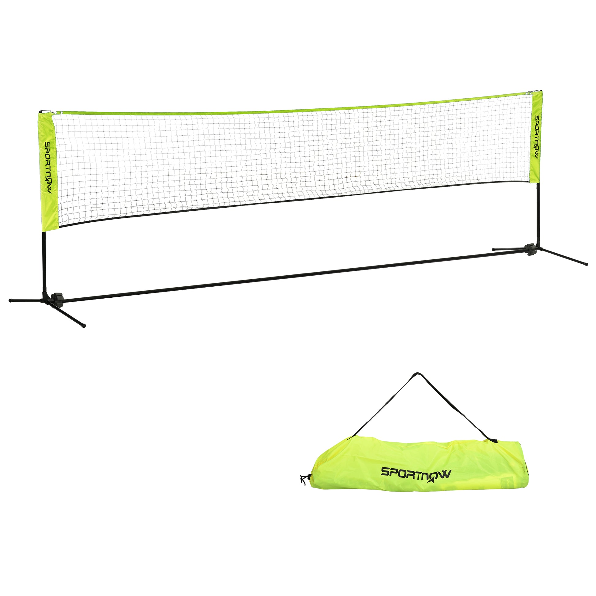 SPORTNOW Badminton Net Set Foldable Volleyball Net, 103/120/155H cm Height Adjustable Shuttlecock Net Tennis Net with Carrying Bag Indoor Outdoor, Metal Polyester Yellow