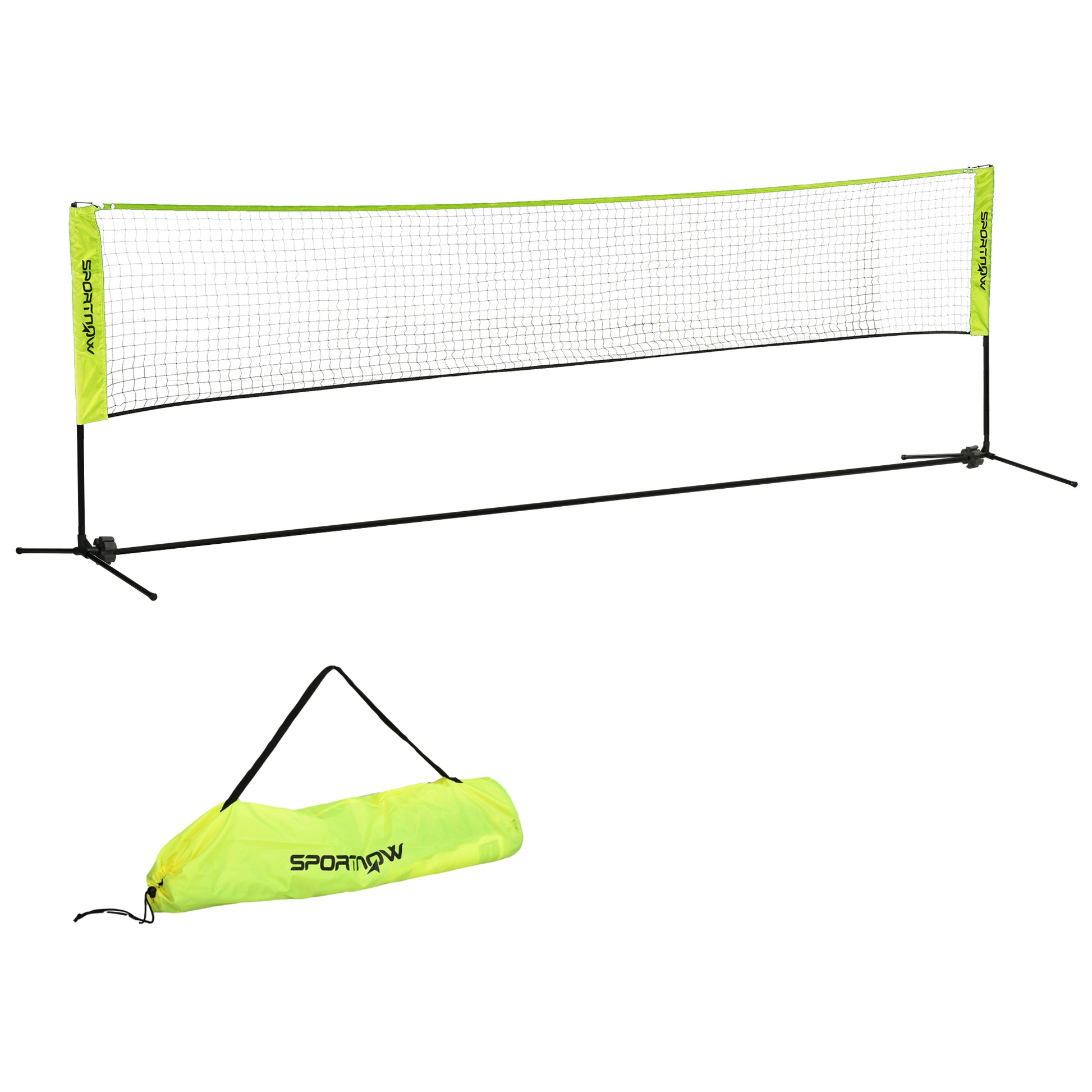 SPORTNOW Badminton Net Set Foldable Volleyball Net, 103/120/155H cm Height Adjustable Shuttlecock Net Tennis Net with Carrying Bag Indoor Outdoor, Metal Polyester Yellow