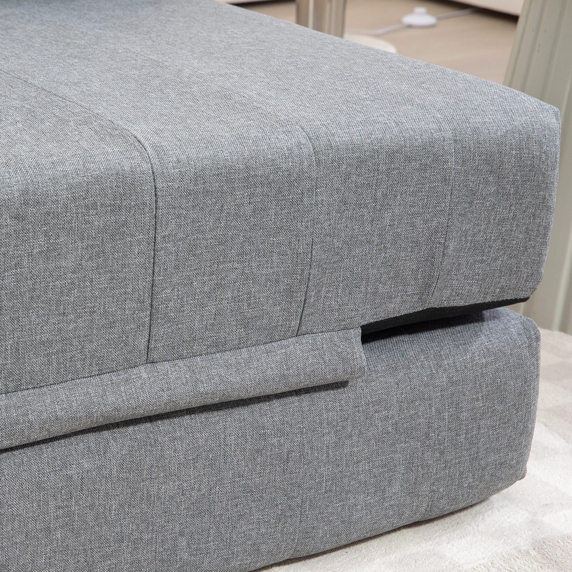 Floor Sofa 2-in-1 Foldable Sleeper Sofa with Linen Look, for 2 Persons, Padded Sofa Bed up to 250 kg Load Capacity for Living Room, Bedroom, Gray