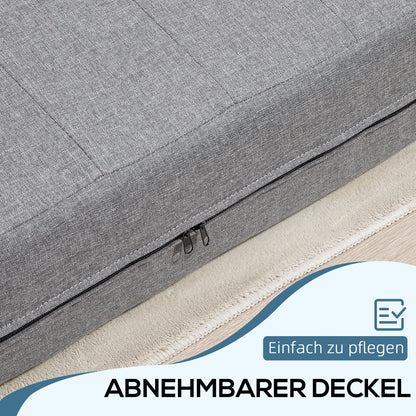 Floor Sofa 2-in-1 Foldable Sleeper Sofa with Linen Look, for 2 Persons, Padded Sofa Bed up to 250 kg Load Capacity for Living Room, Bedroom, Gray