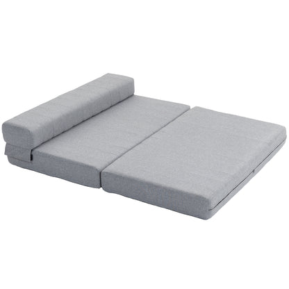 Floor Sofa 2-in-1 Foldable Sleeper Sofa with Linen Look, for 2 Persons, Padded Sofa Bed up to 250 kg Load Capacity for Living Room, Bedroom, Gray
