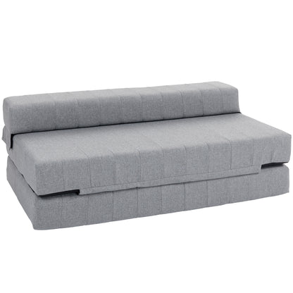 Floor Sofa 2-in-1 Foldable Sleeper Sofa with Linen Look, for 2 Persons, Padded Sofa Bed up to 250 kg Load Capacity for Living Room, Bedroom, Gray